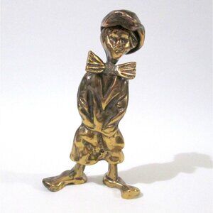 Vintage Yves LOHE Bronze Sculpture Victorian Boy Cap Bow Tie 7 1/2" Tall Signed